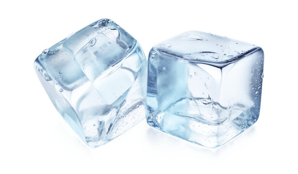 Two ice cubes, isolated on transparent background, png