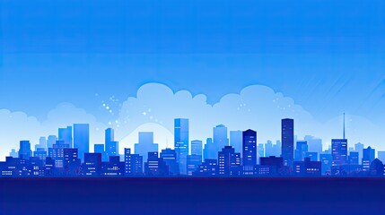 Fototapeta na wymiar Cityscape Blue and White Background - Simple Flat Illustration Vector Wallpaper - Animated City Landscape Backdrop with Empty Copy Space for Text and Advertising created with Generative AI Technology
