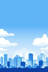 Fototapeta na wymiar Cityscape Blue and White Background - Simple Flat Illustration Vector Wallpaper - Animated City Landscape Backdrop with Empty Copy Space for Text and Advertising created with Generative AI Technology