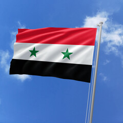 Syria flag fluttering in the wind on sky.