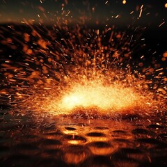 Sparks from welding metal on a dark background