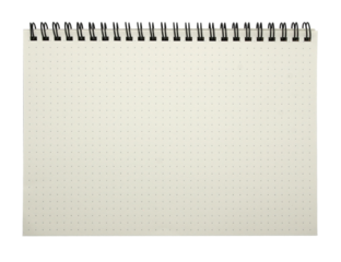 The notebook has a dot point with a looped spine on transparent background png file