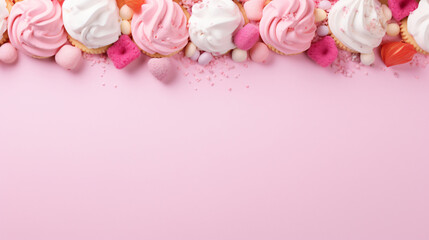 
Ice cream bottom border over a pink background.