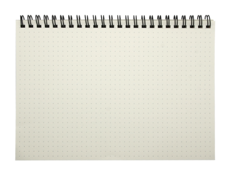 The notebook has a dot point with a looped spine on transparent background png file