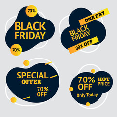Black Friday Sale Banner Collection Vector. Website Stickers