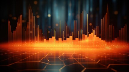 data visualization hi-tech futuristic infographic illustration in neon orange color palette