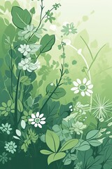 Plant illustration, spring wildflowers. AI generating