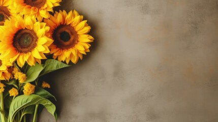 Captivating Display of Top View Sunflowers, Embracing the Spirit of Summer and Spreading Joy - obrazy, fototapety, plakaty