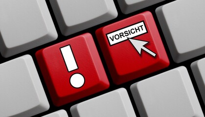 Vorsicht online - Roter Computer Tastatur