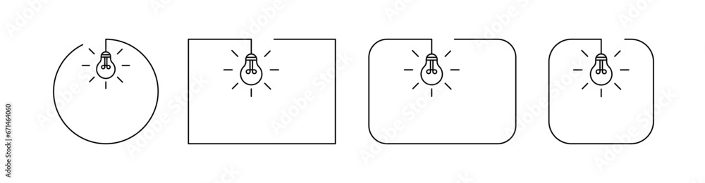 Poster mockup icons for text. outline, burning light bulb in a sign, mockups for text. vector icons