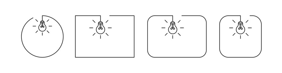 Mockup icons for text. Outline, burning light bulb in a sign, mockups for text. Vector icons