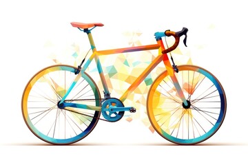 Fototapeta na wymiar Beautiful low poly bicycle on white background