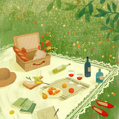 Early summer garden picnic, healthy holiday, lifestyle