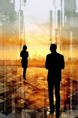 business and technology people silhouette concept  stock photo