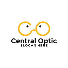 Letter CO with Glasses logo, Eye Optic Glasses Logo Icon Vector Template