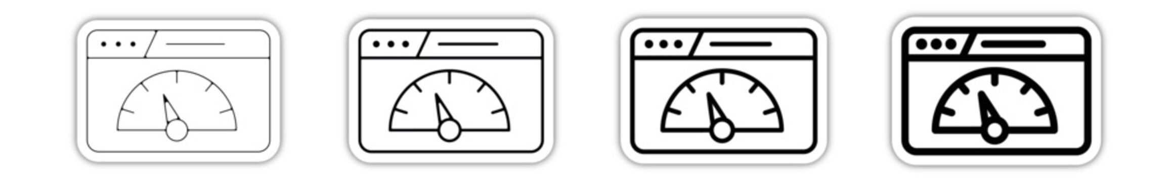 Icones pictogramme symbole Fenetre ordinateur interface site web compteur debit vitesse relief
