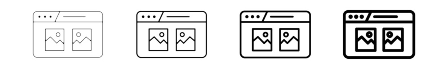 Icones pictogramme symbole Fenetre ordinateur interface site web mise en page photos - obrazy, fototapety, plakaty