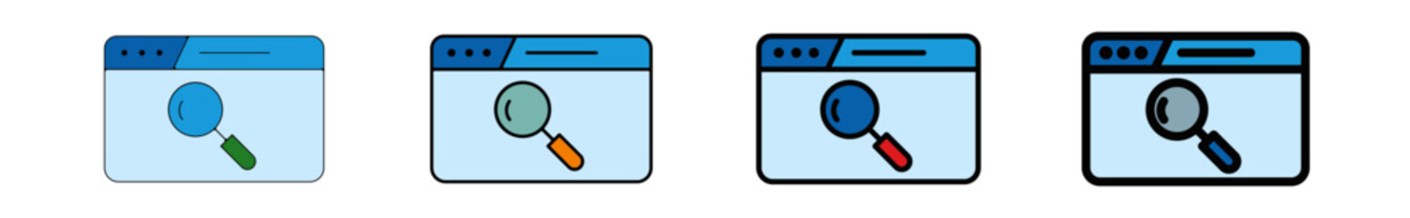 Icones pictogramme symbole Fenetre ordinateur interface site web rechercher chercher couleur bleu