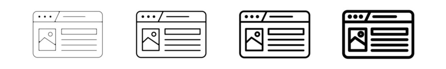 Icones pictogramme symbole Fenetre ordinateur interface travail mise en page - obrazy, fototapety, plakaty