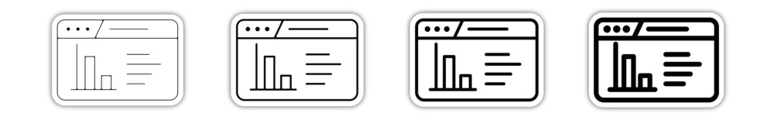 Icones pictogramme symbole Fenetre ordinateur interface travail statistique graphique relief - obrazy, fototapety, plakaty