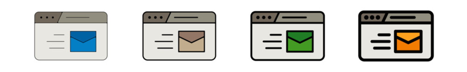 Icones pictogramme symbole Fenetre ordinateur interface travail texte email couleur gris