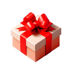Obraz premium A gift box, red ribbon, and pure white canvas unite in elegance on a transparent background