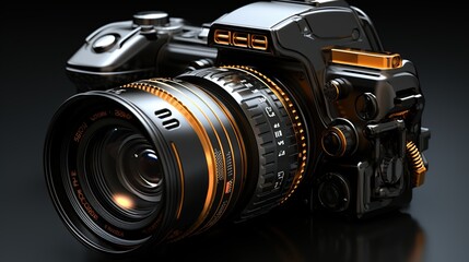 A futuristic digital camera with zoom lens