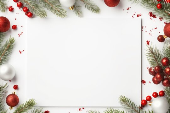 White empty blank mockup with christmas decorations.
