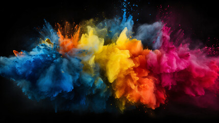 Fototapeta na wymiar Multi colored powder explosion