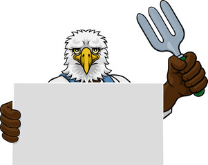 Gardener Eagle Bird Cartoon Handyman Tool Mascot