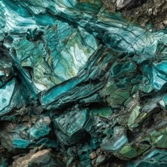 Turquoise and green mineral texture as background. Close up.
