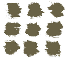 Bundle of green grunge paint ink brush stroke