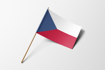 Czech Republic flag of small paper, isolated on white background