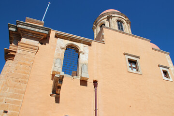 church of an orthodox monastery (agia triada) in crete in greece 