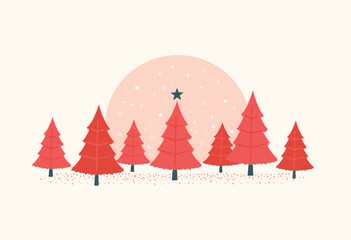 minimal red Christmas tree background vector illustration