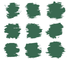 Vector green texture paint ink brush stroke collection