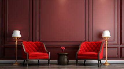 interior of a room with a red chair  generated by AI