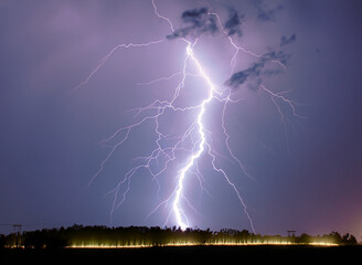 Lightning  in the night sky , electricity, thunderstorm, beautiful