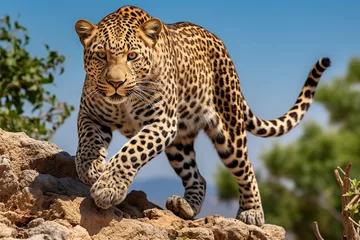  Beautiful spotted leopard lying on a tree © Ksenia Belyaeva