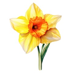 Obraz na płótnie Canvas watercolor daffodil flowers illustration on a white background.