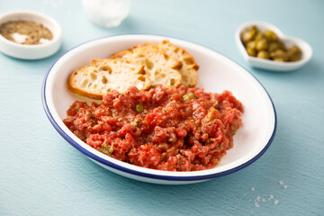 Traditional homemade steak tartare