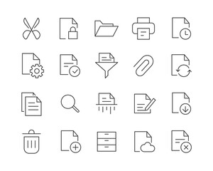 File Management Icons - Vector Line. Editable Stroke.