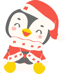 Cute Christmas Penguin Santa