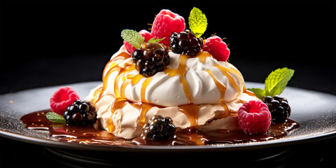 delicious desert with forest fruits