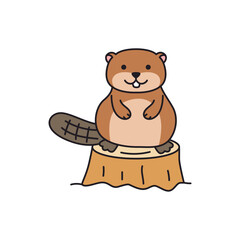 Beaver sitting on a stump