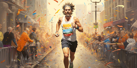 marathon runner watercolor