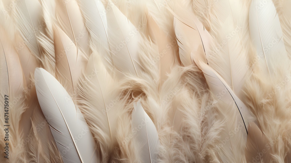 Aufkleber feathers background with beige colors blend and aesthetic soft style. fragile and sensitive elements