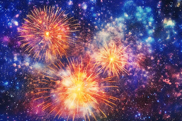 Fototapeta premium festival fireworks background, celebration and anniversary concept. Generative Ai