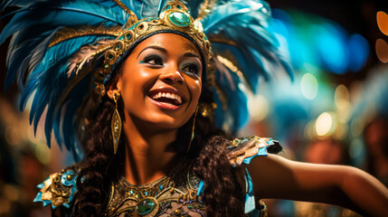 Jubilant crowds and dancers at Rio Carnival, Brazil.