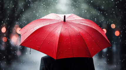 Rainy day,man with umbrella on a rainy day
